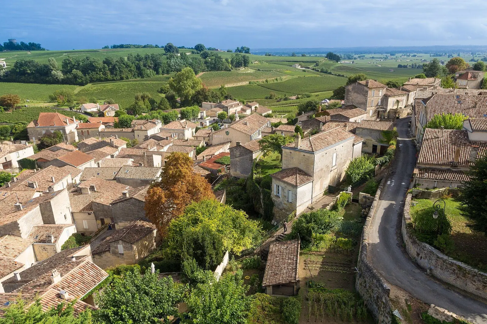 Le village de Saint-Émilion vu depuis les vignes